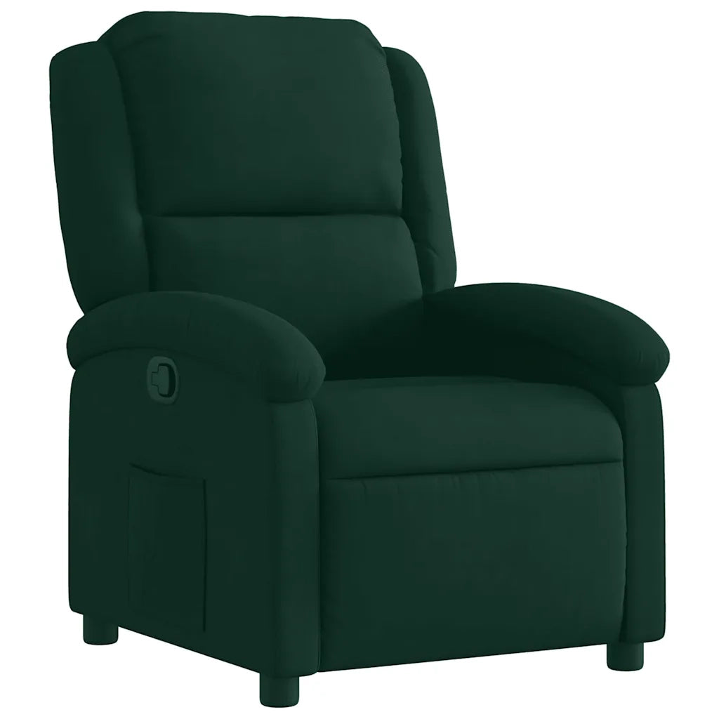 Divano Sedia-Poltrona Reclinabile Verde Scuro in Velluto 488096