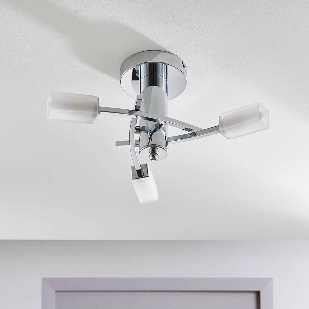 Plafoniera moderna cromata Havana 3 luci G9 vetro Endon
