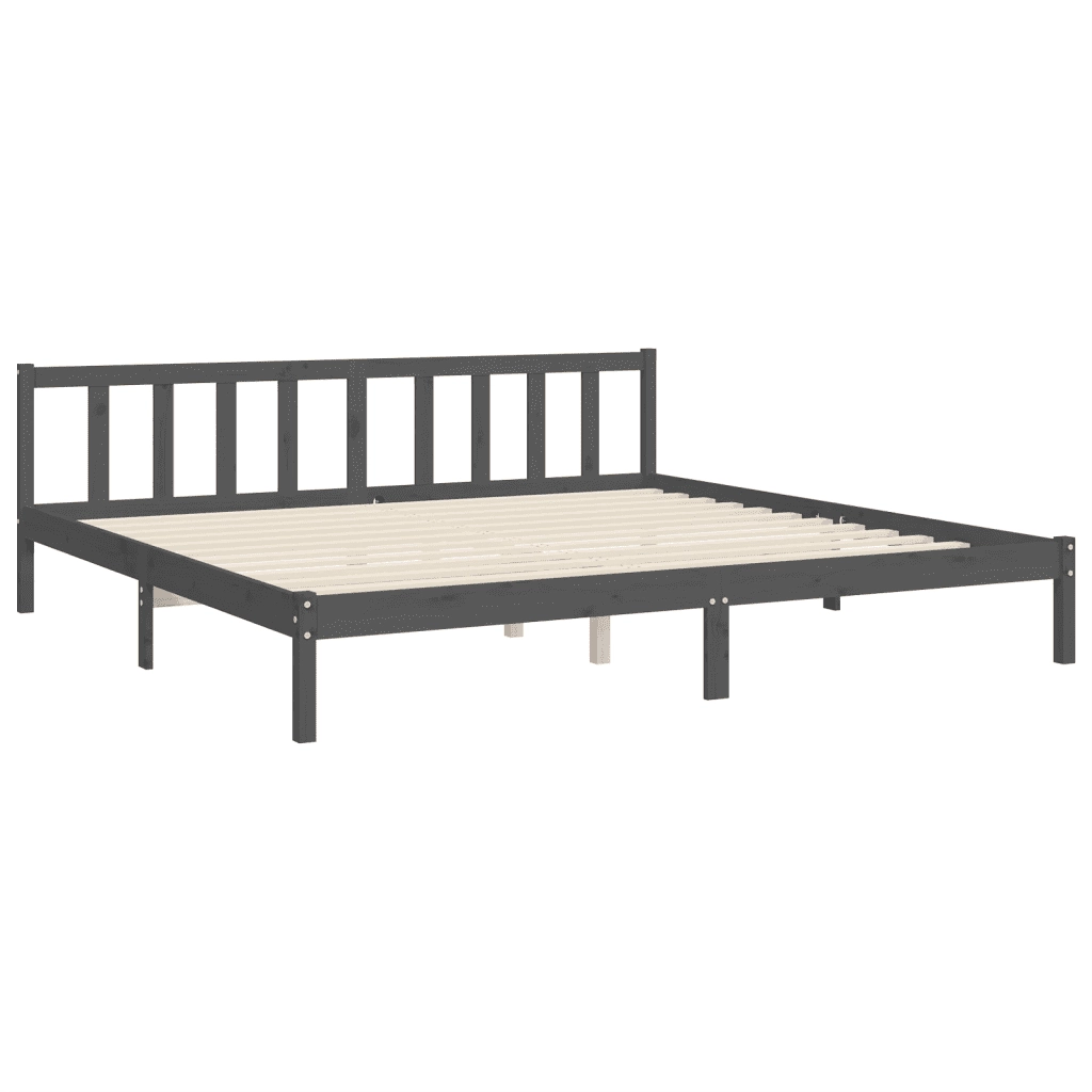 Giroletto con Testiera Grigio 200x200 cm in Legno Massello 3192903