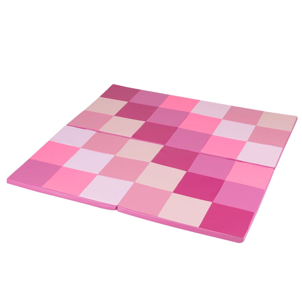 Tappetino attivit¨¤ patchwork per bambini pieghevole impermeabile, Tappetini da gioco set 2 pz 144x144cm Rosa