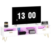 Mobile TV con LED RGB a 16 colori mobile televisivo per schermi da 42 a 120 pollici, 160x35x42cm, bianco