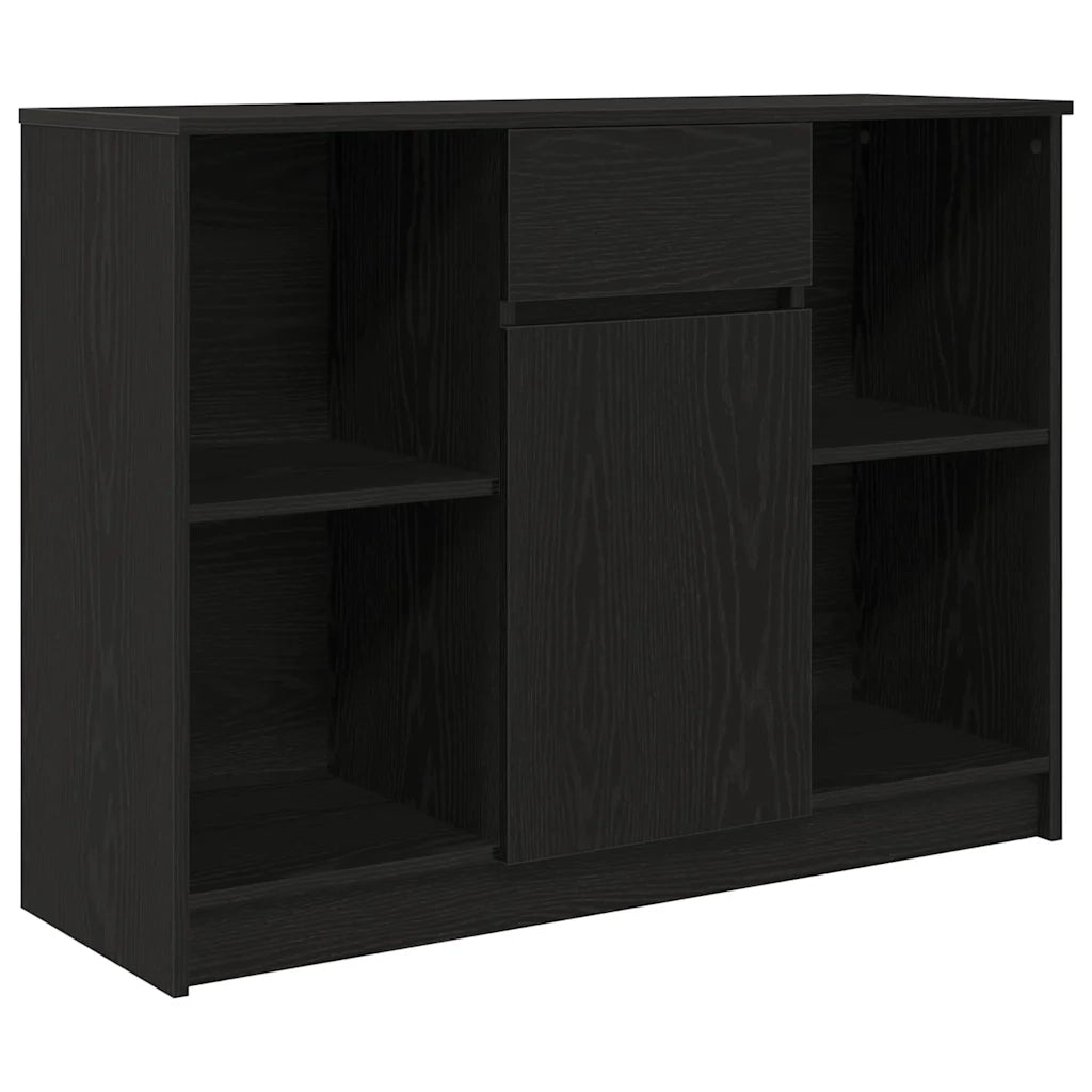 Credenza con Cassetto-Buffet-Armadio da cucina Rovere Nero 101x35x76cm Legno Multistrato