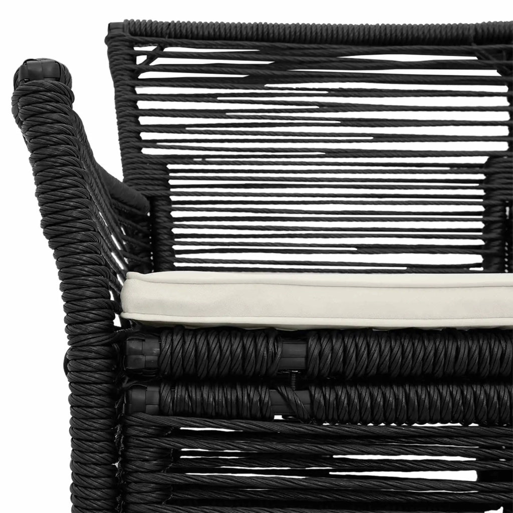 Sedia da esterno con cuscino 2 pcs Nero e Crema polyrattan 42026686