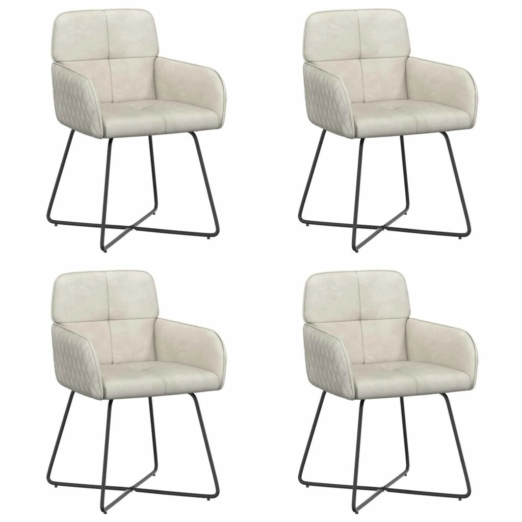 Sedie da pranzo 4 pz Velluto Crema 59 x 56,5 x 86 cm 3428215