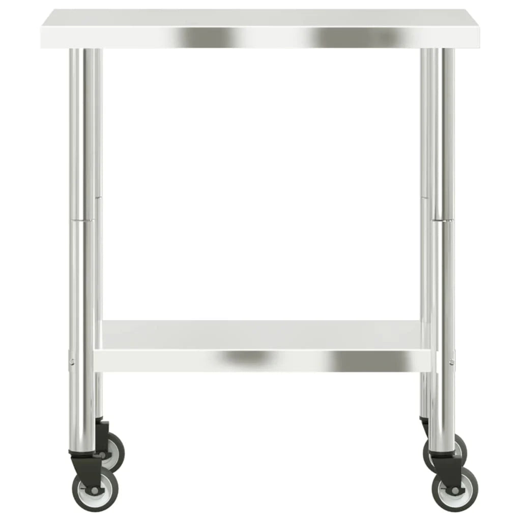 Tavolo da lavoro professionale da cucina con ruote 82,5 x 55 x 85 cm acciaio inox 02_0045417
