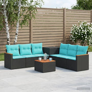 Set di divani 8 pz Nero e Blu Rattan sintetico e Acciaio 3448538