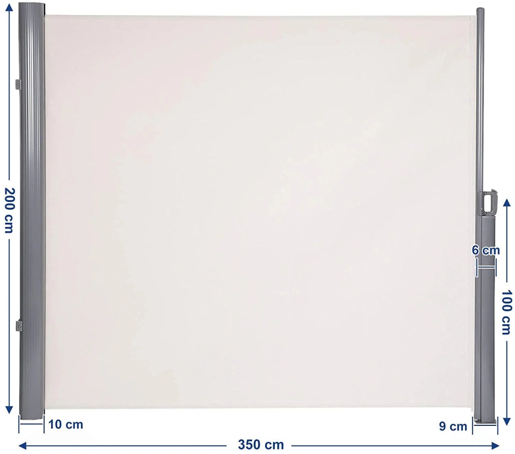 Tenda da sole laterale 200 x 350 cm protezione solare per balcone terrazza beige 12_0000984