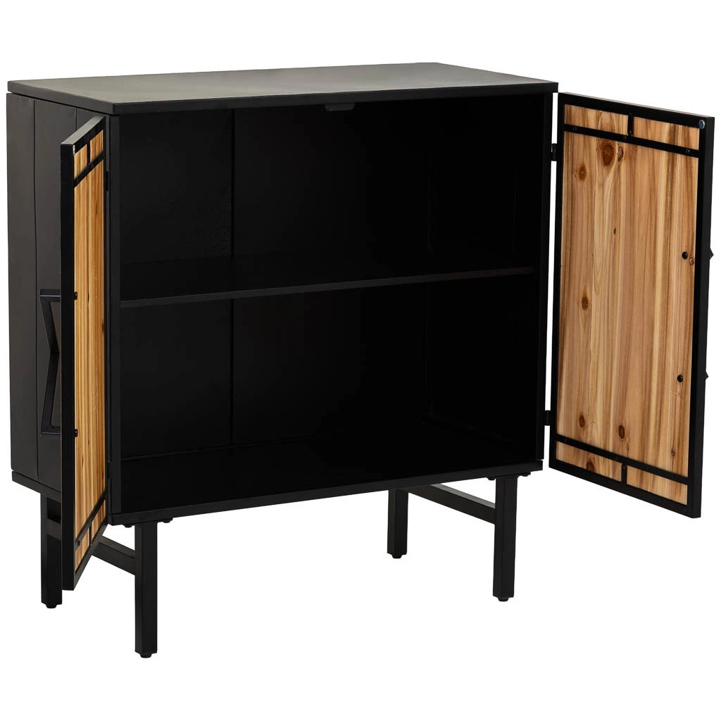 Credenza in metallo e legno 2 ante, nero 75x35x81h cm