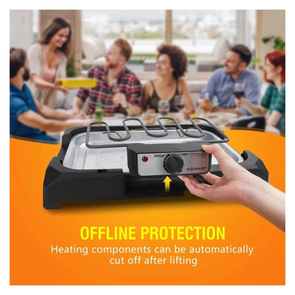 GRIGLIA ELETTRICA BBQ DA TAVOLO SENZA FUMO ANTIADERENTE 2000W AIGOSTAR LAVA