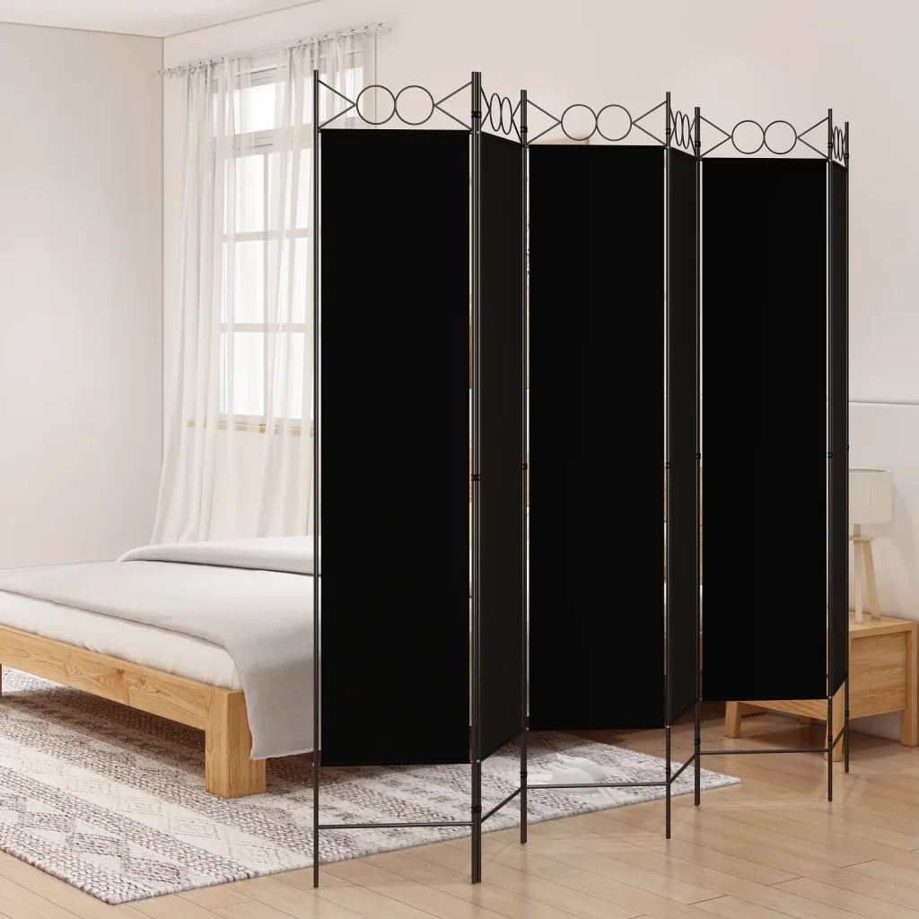Divisorio a 6 Pannelli Nero 240x200 cm in Tessuto cod mxl 67084