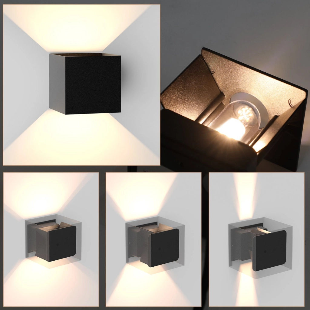 ZMH 4 Appliques LED da Muro Est Int Nere Up Down IP65 per Casa Scale