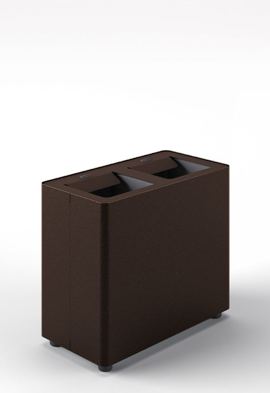 Pattumiera a 2 Scomparti Totale 24 L 48,5x25,5x39 cm con Contenitori Interni in Acciaio Verniciato Corten