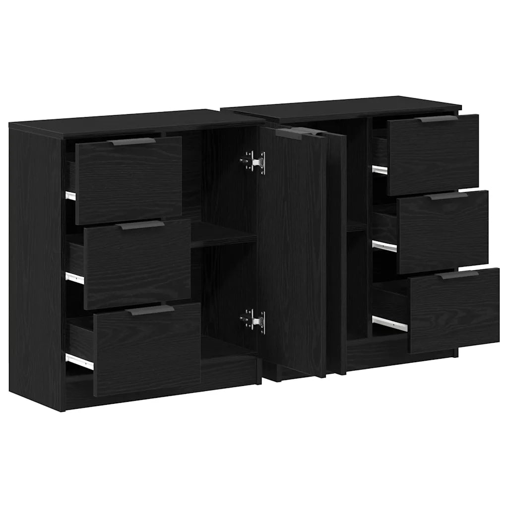 Credenza Rovere Nero 120 x 30 x 70 cm Legno multistrato 3333072