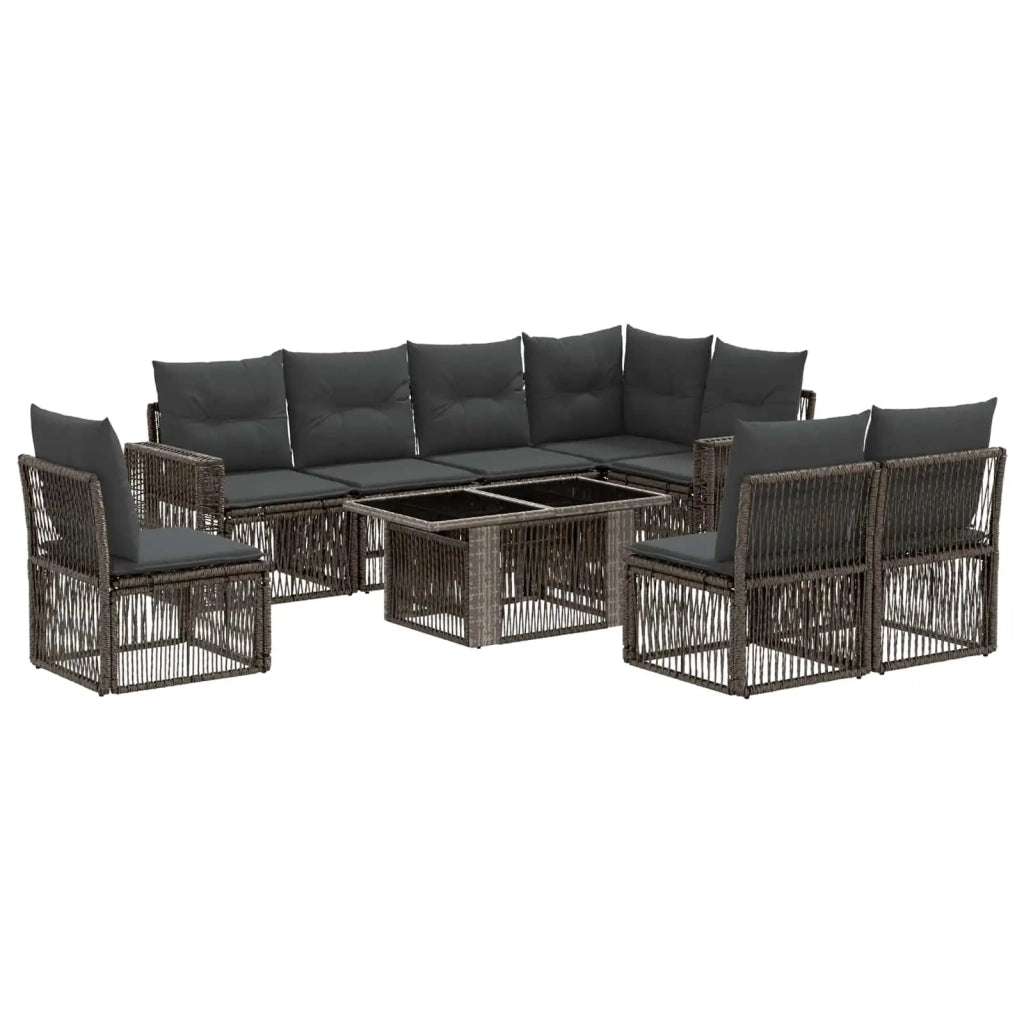 Set Divano da Giardino 9 pz Grigio e Grigio Scuro polyrattan 3436799