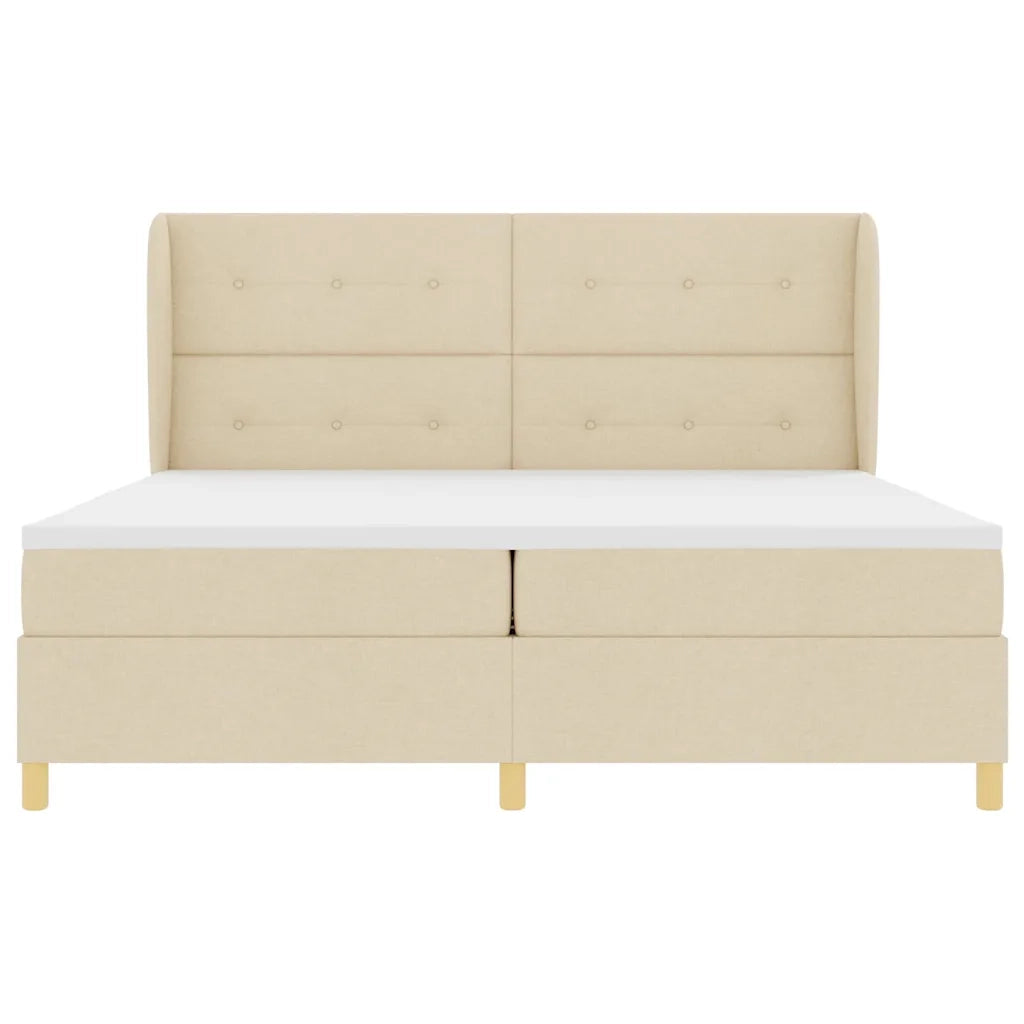Letto a molle con materasso Crema 200 x 200 cm Tessuto 3340779