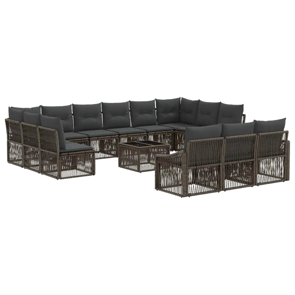 Set Divano da Giardino 14 pcs Grigio polyrattan