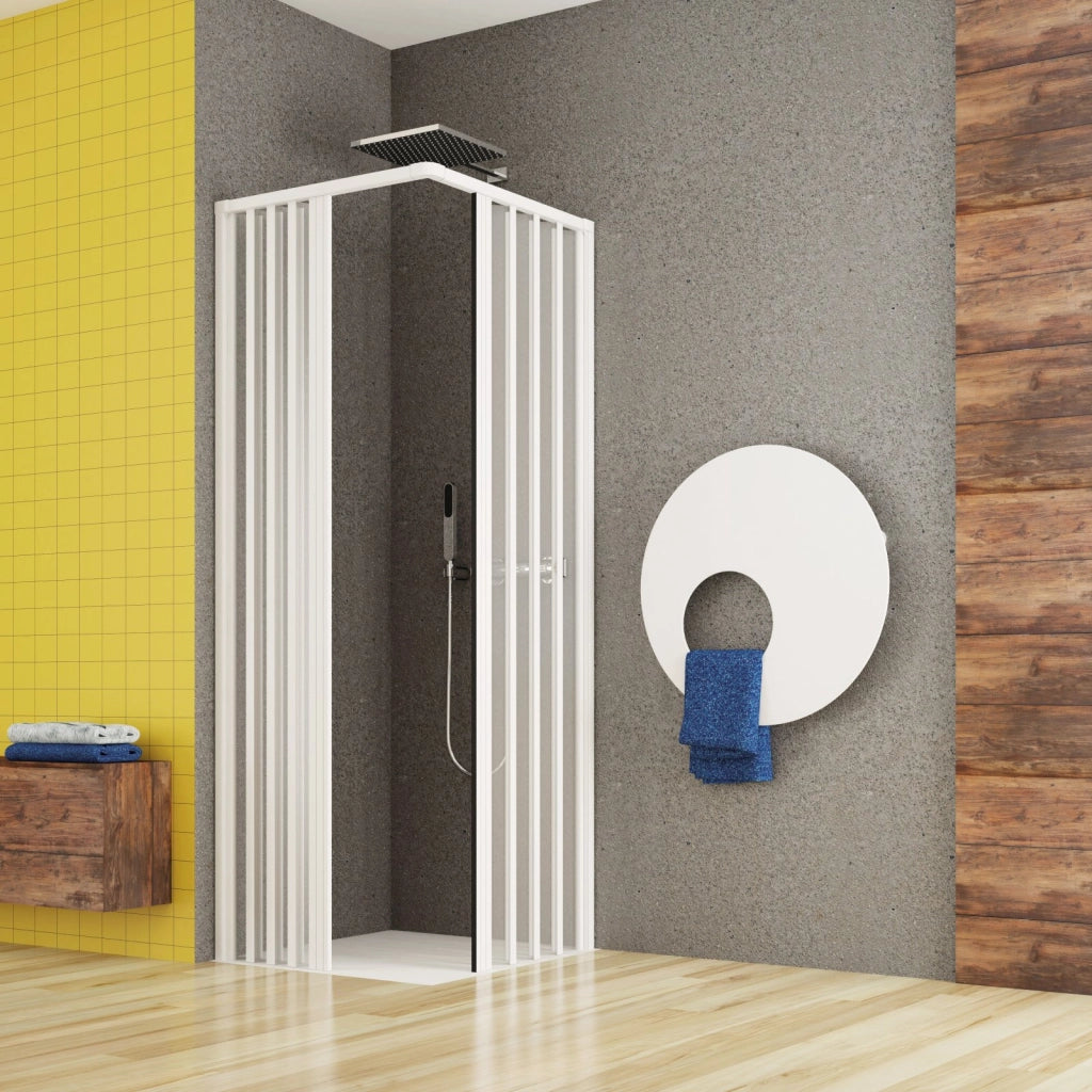 Box doccia due lati soffietto per disabili, ingresso centrale pvc bianco h185cm Platra Flety Bianco,70x80 cm