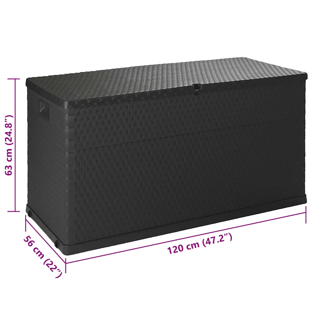 Baule da Giardino Antracite 120x56x63 cm in Rattan PP 43711