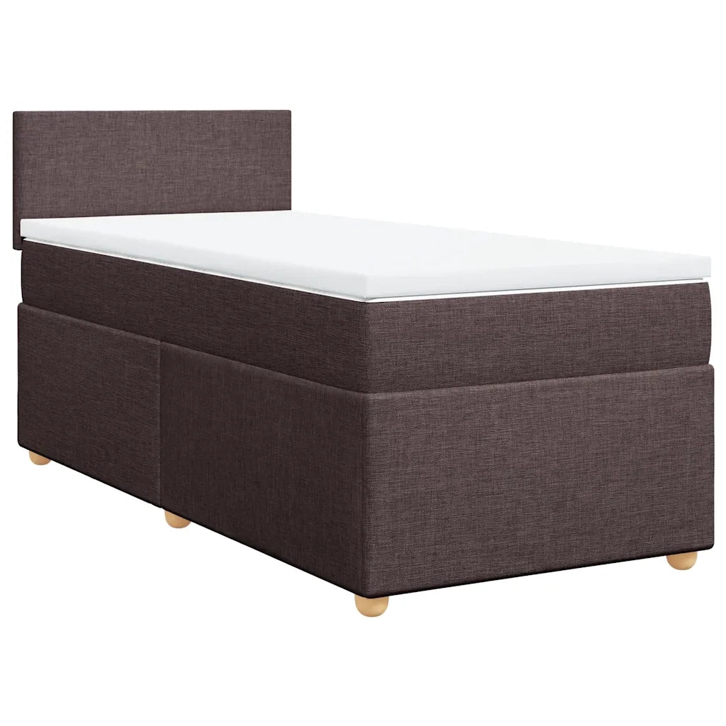 Letto singolo | Letto per adulti | Giroletto a Molle con Materasso Marrone Scuro 80x200 cm Tessuto