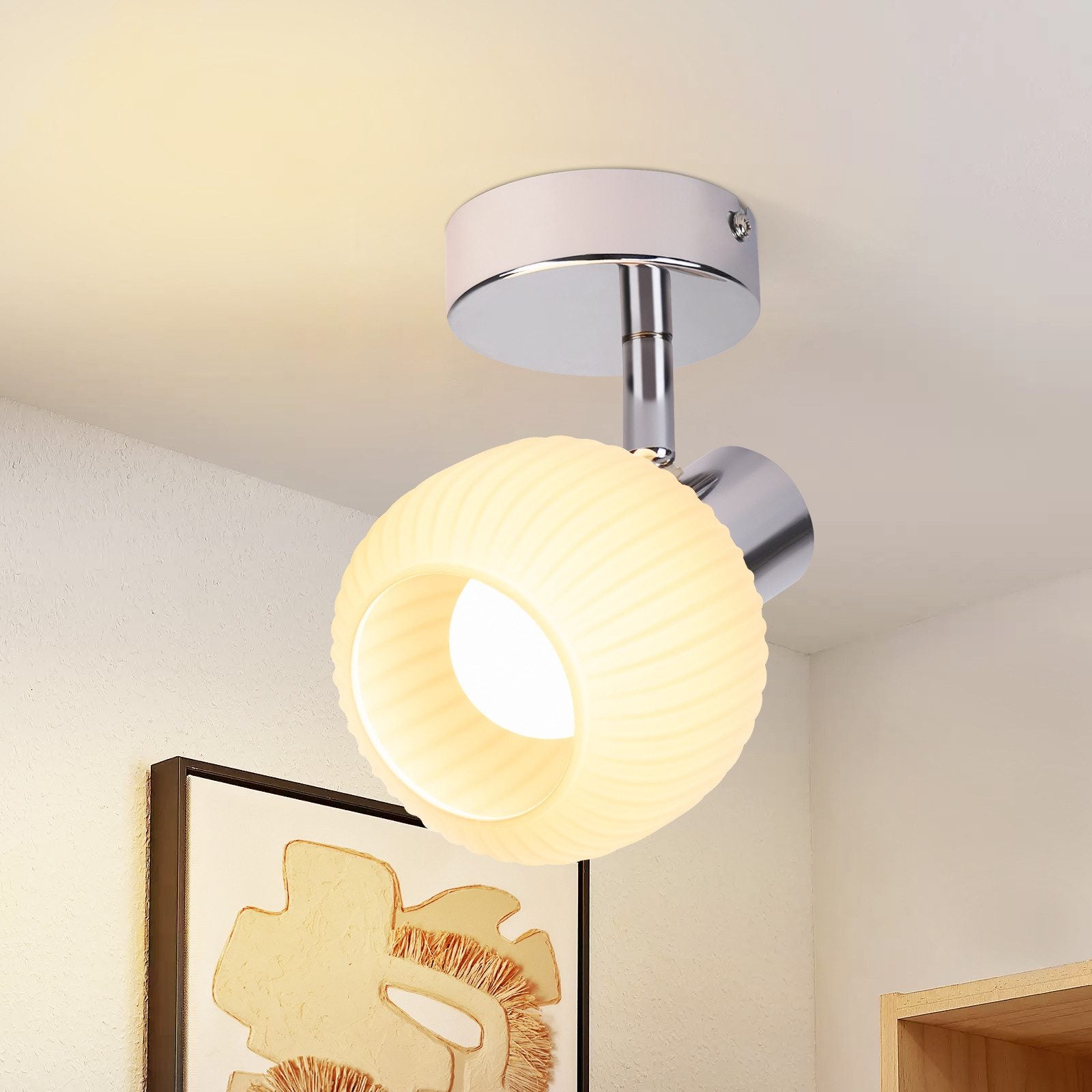 ZMH Faretto da soffitto 1 fiamma vetro design vintage moderno E14 per camera letto