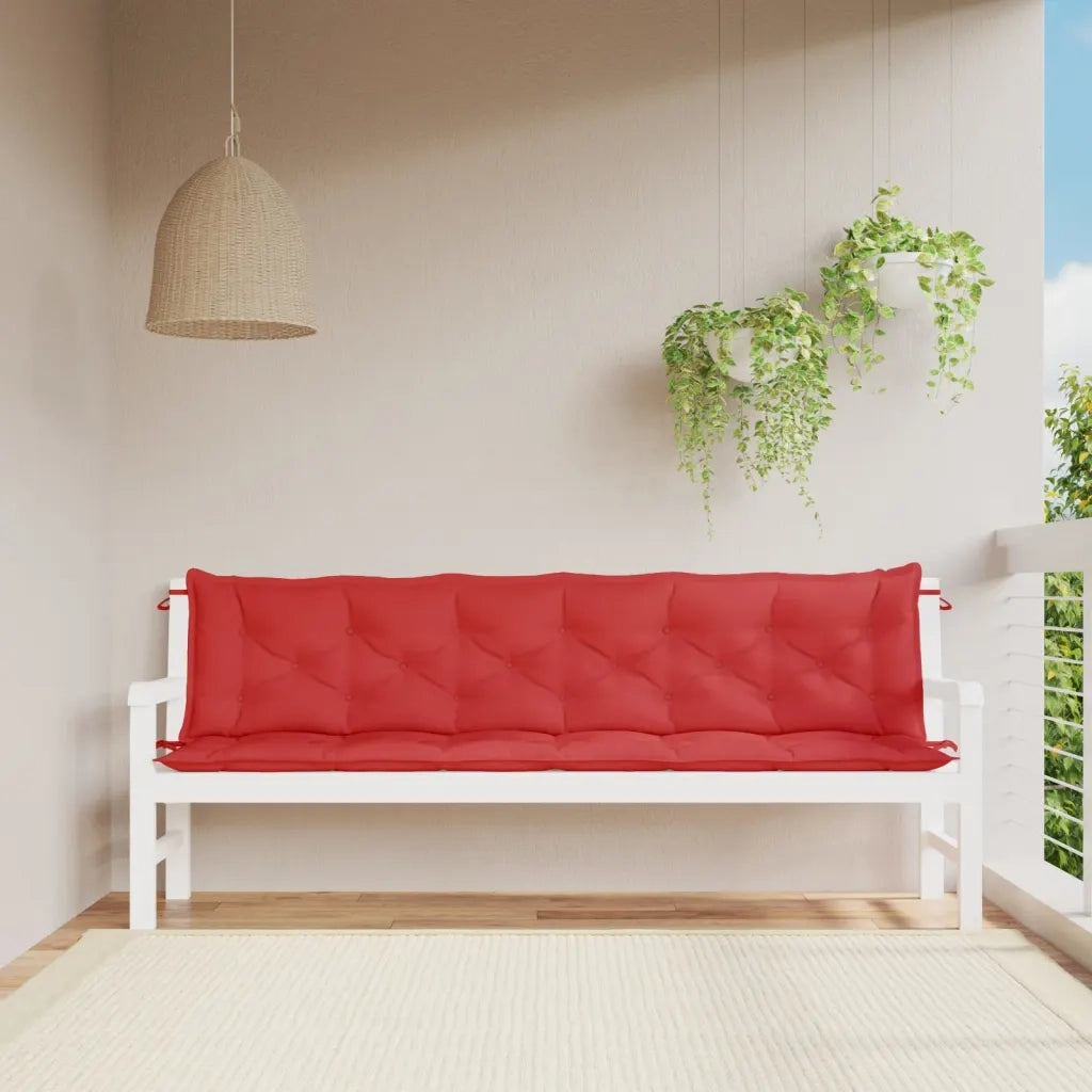 Cuscini per Panca 2 pz-Set di 2 Cuscini per panchina Rossi 200x50x7 cm in Tessuto Oxford