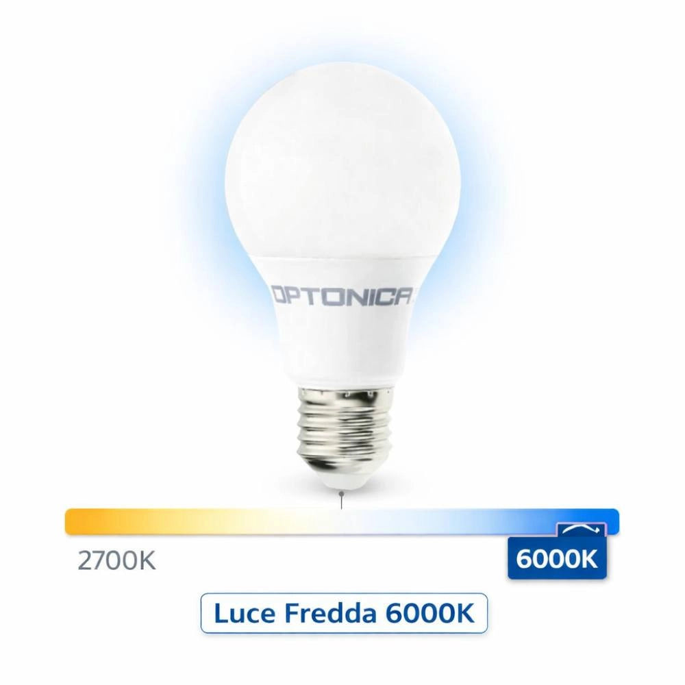 Lampadina led e27 a60 8,5 w alta efficienza 806 lumen *** temperatura colore lampada 6000k bianco freddo, confezione 1