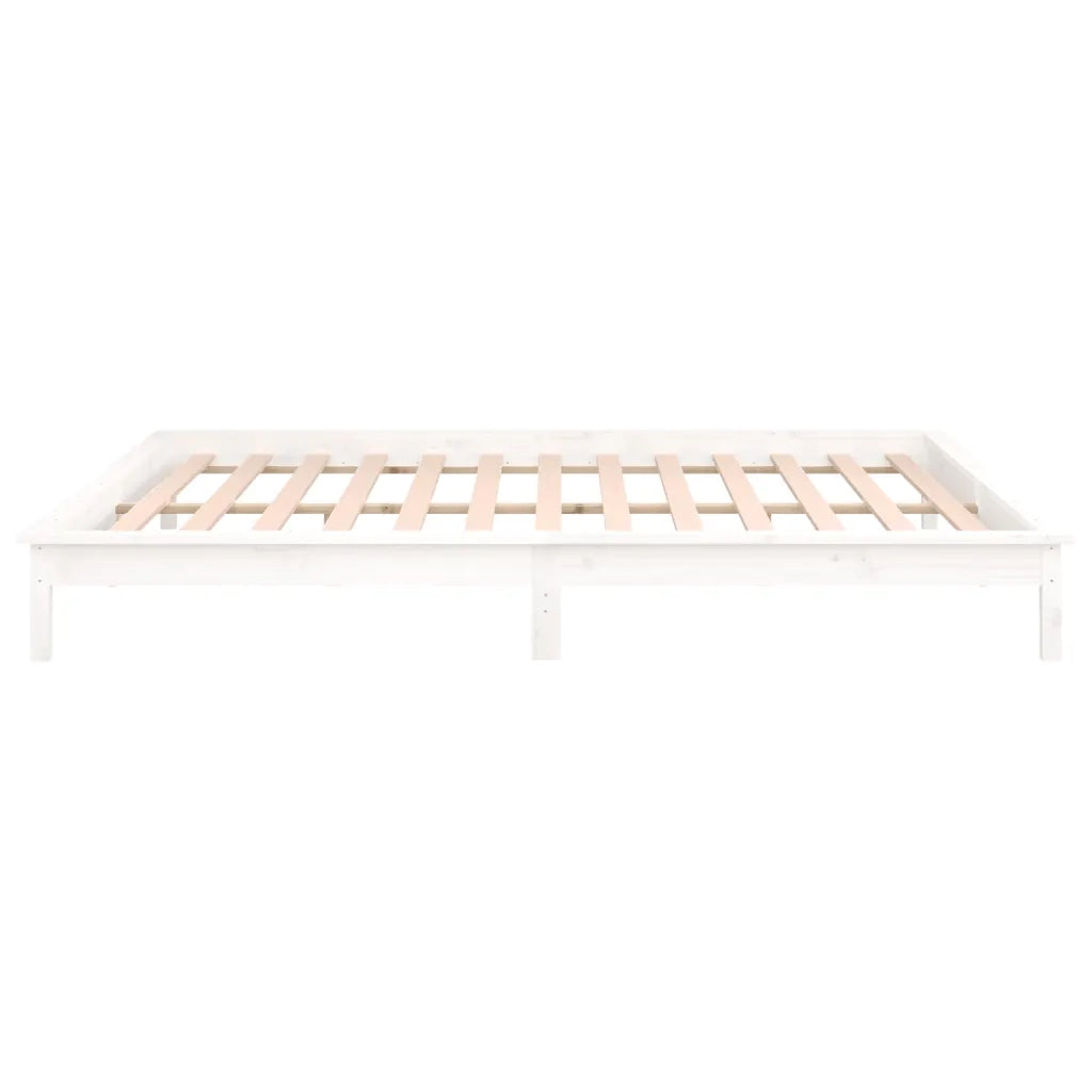 Giroletto LED-Struttura Letto con LED Bianco 180x200cm Super King in Legno Massello 817543