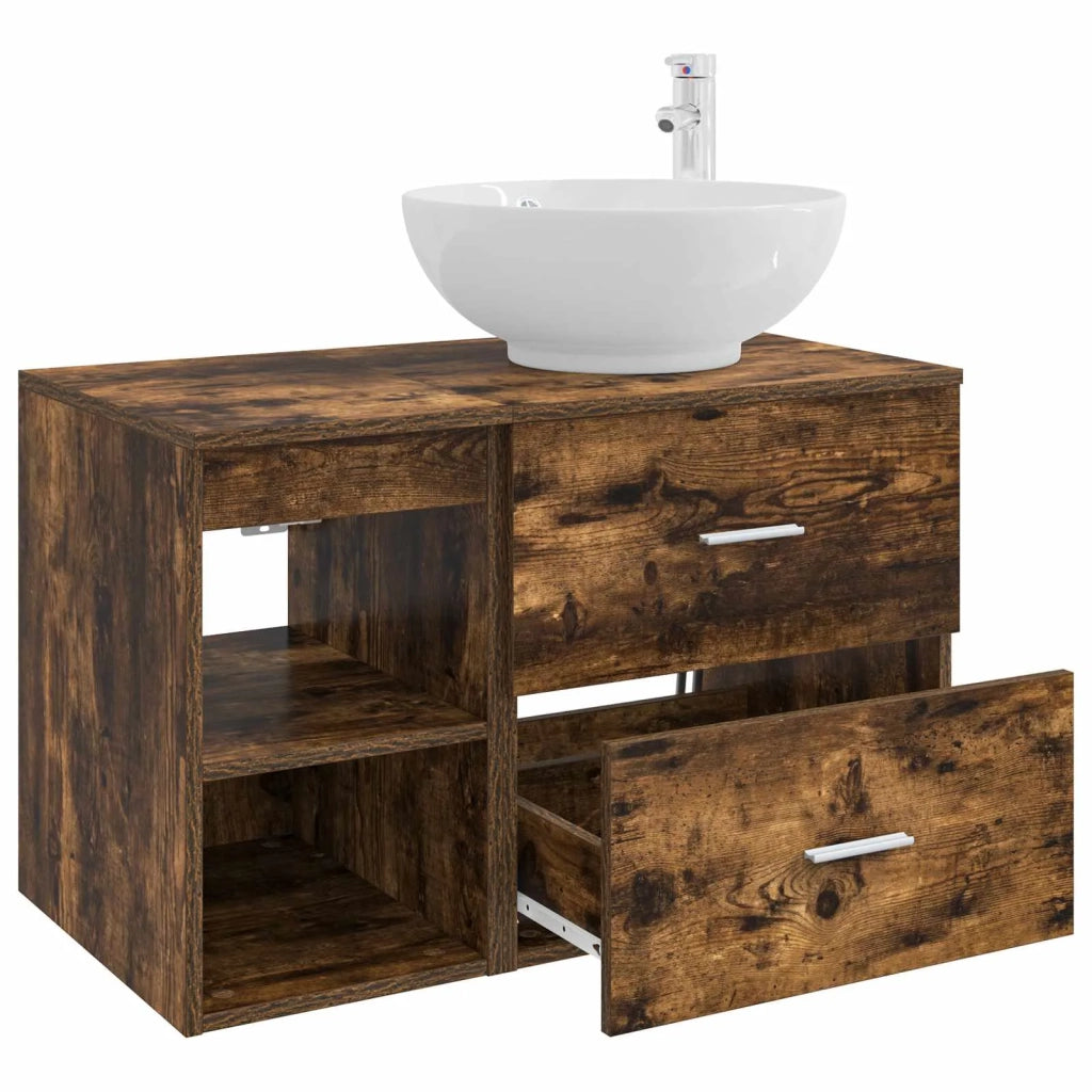 Set di mobili per il bagno 2 pcs Rovere Fumo 3403916