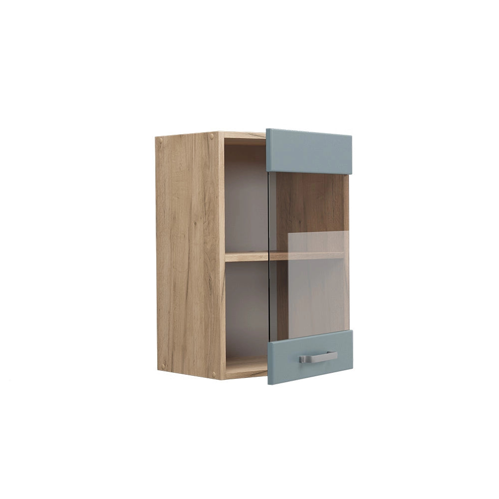 Vicco Mobile da cucina in vetro Grigio-blu 40 cm