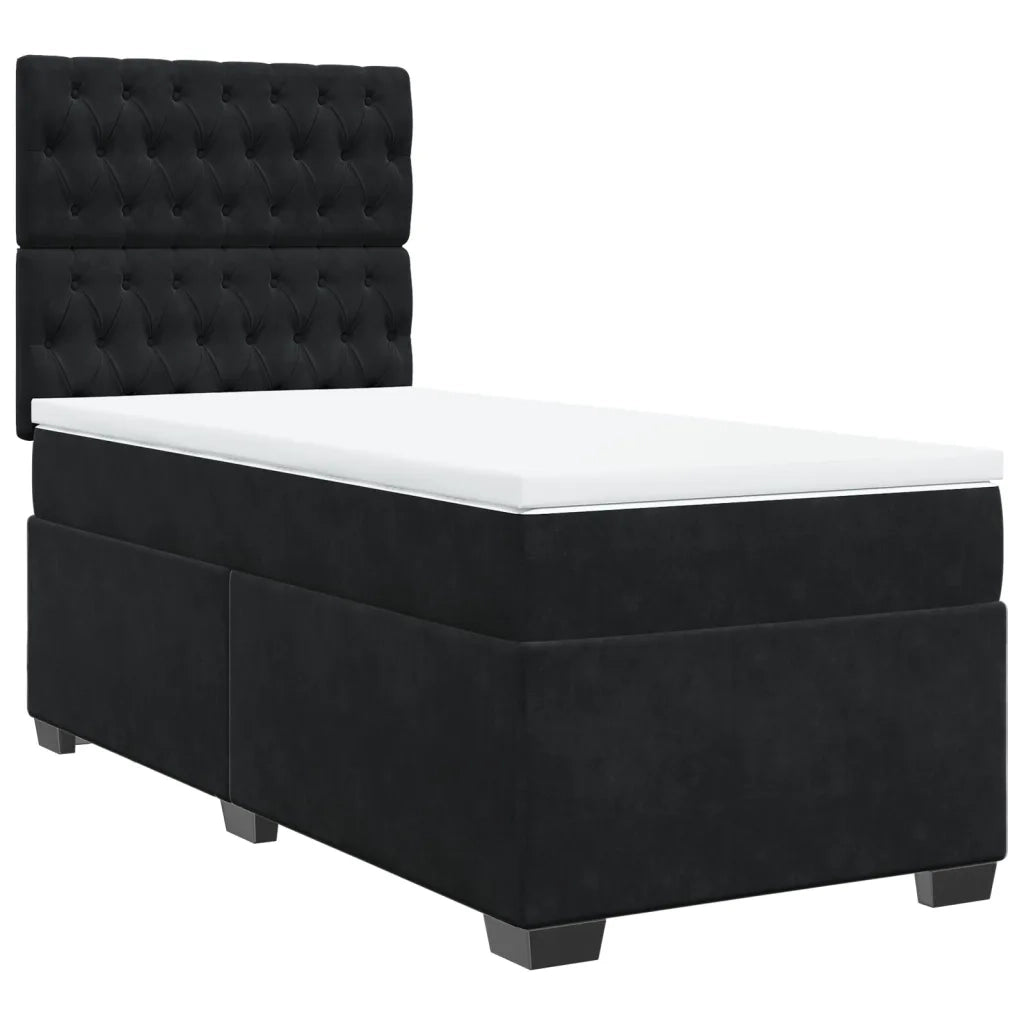 Giroletto a Molle con Materasso Nero 90x190 cm in Velluto 3290794