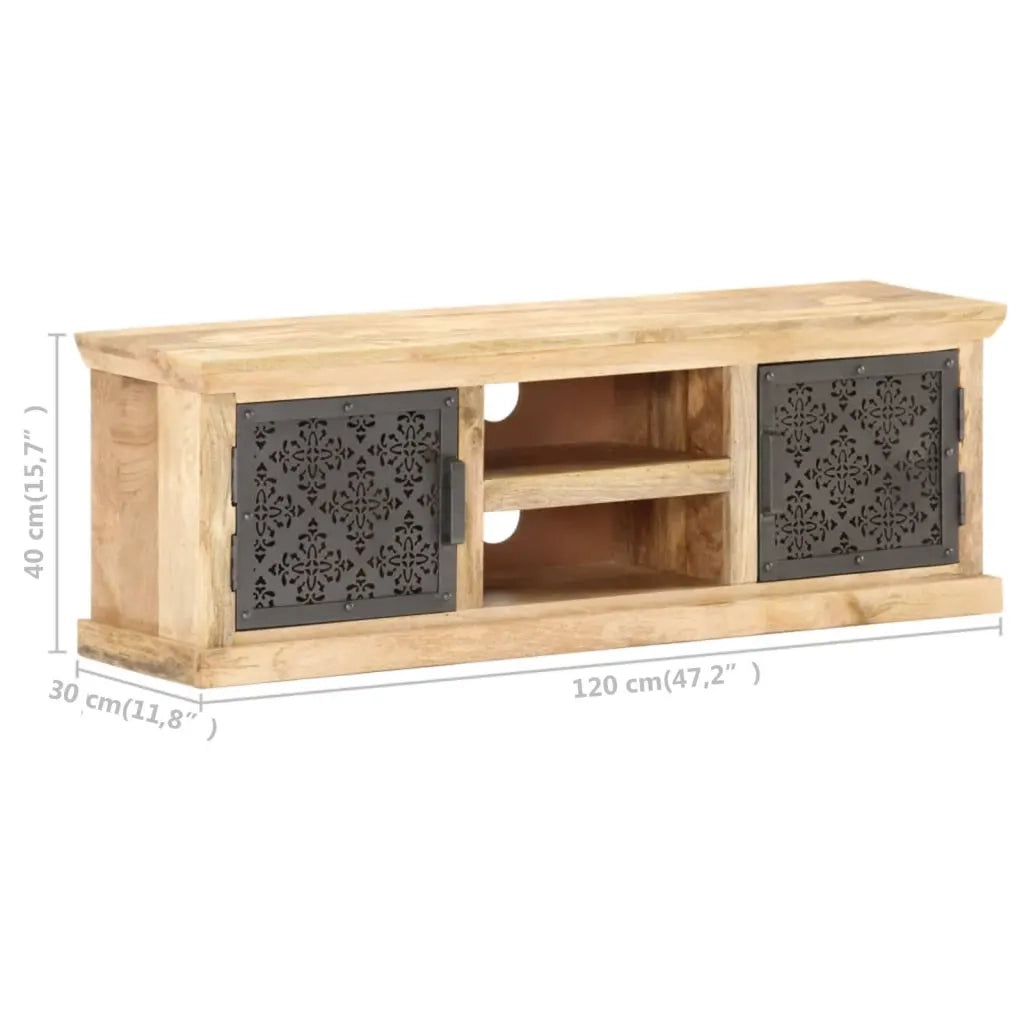 Mobile Porta TV Ante in Acciaio 120x30x40 cm Mango Massello 289095