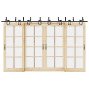 Kit di Binari per Porte Scorrevoli 366 cm Acciaio Nero