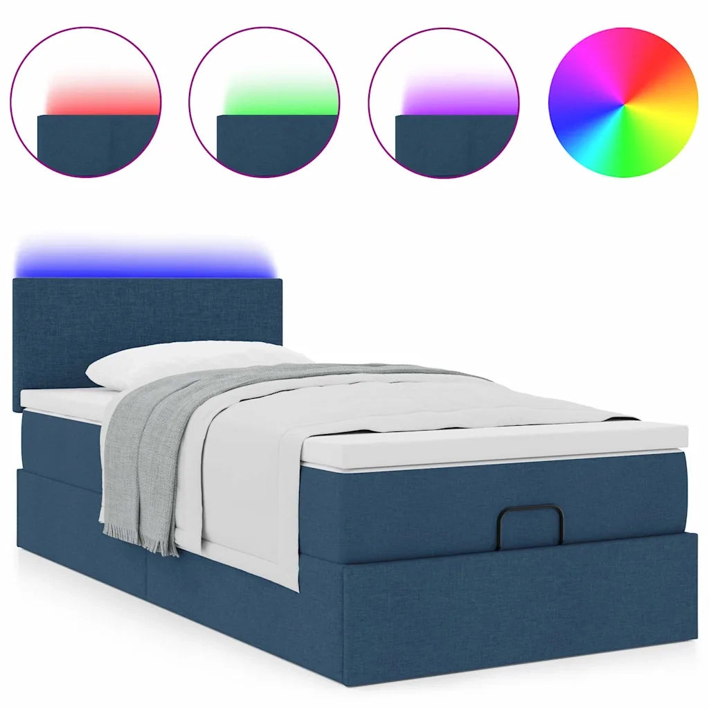 Struttura Letto Pouf con Materasso Blu 80x200 cm in Tessuto 3312186