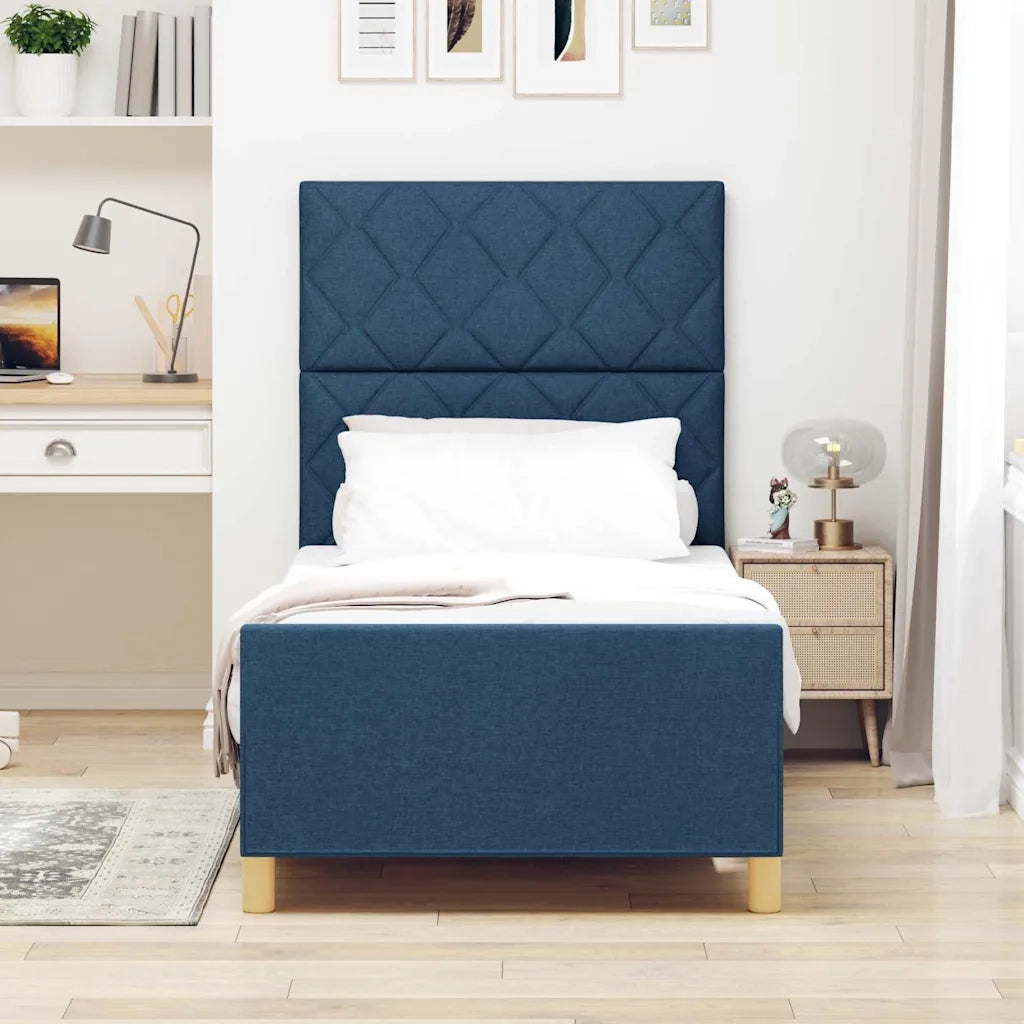 Struttura del letto con testiera Blu 90 x 200 cm Tessuto 3344780