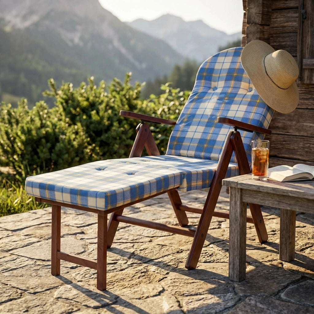 Poltrona Sdraio 4 posizioni con cuscino in Cotone Legno cm 84x75x110 - PERCY