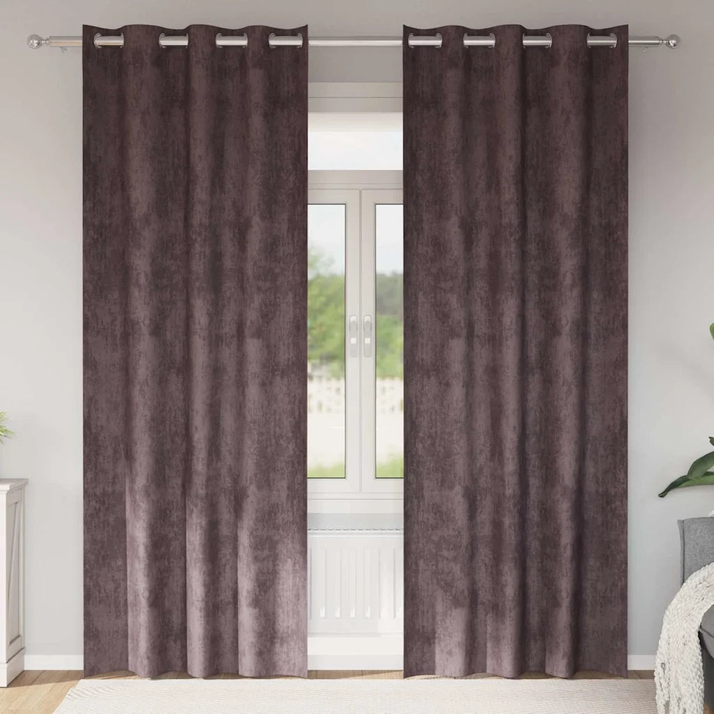 Tende in Velluto con tende 2 pcs Marrone 245 x 140 cm Velluto 4107661