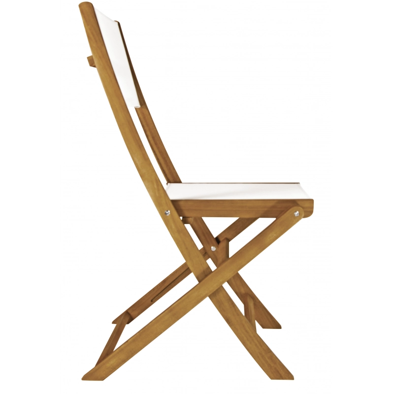 Set Di 2 Sedie Venturina In Acacia Pieghevole Con Textilene Senza Braccioli Moia
