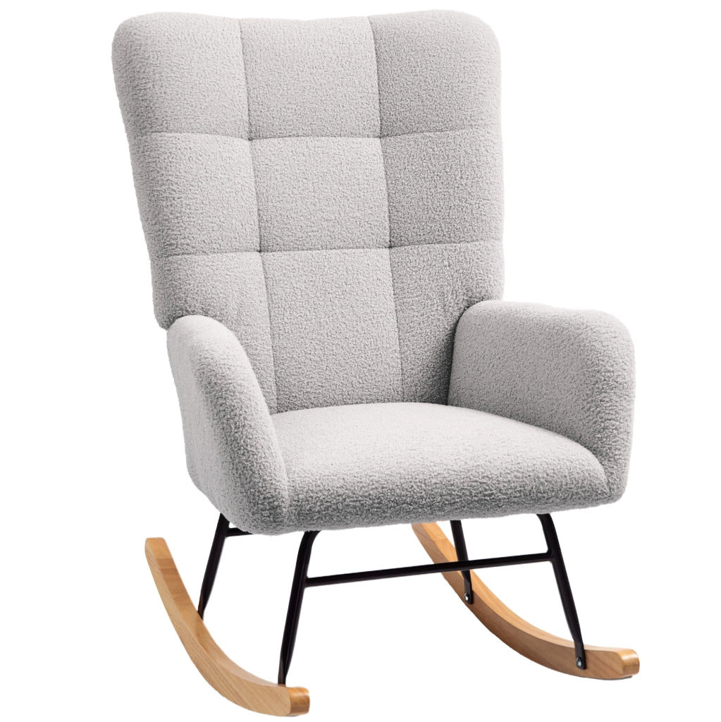 Poltrona a dondolo 70 x 94 x 100 cm grigio chiaro con braccioli