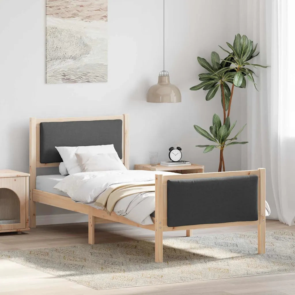 Struttura del letto Grigio scuro 75 x 190 cm Tessuto