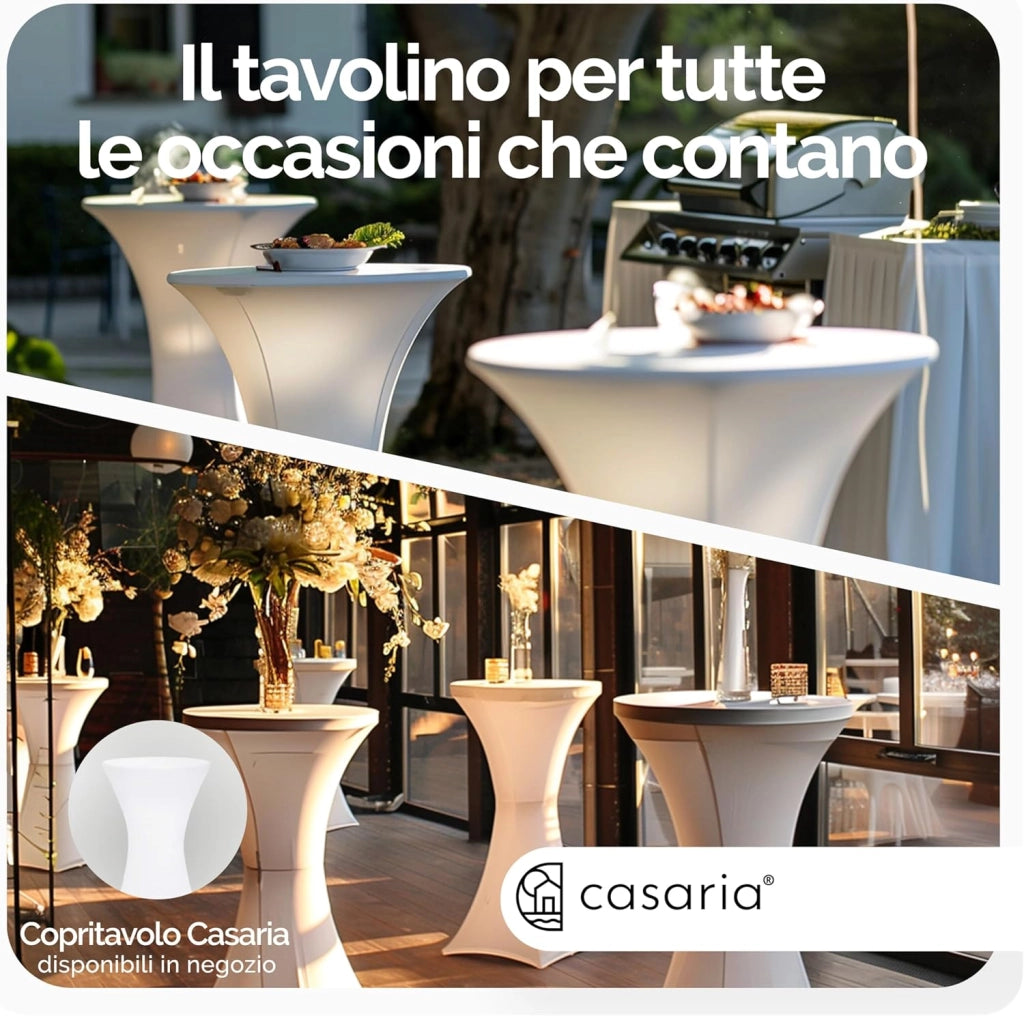 ® Set 2 Tavoli da Bar Pieghevoli 110cm Ø 60cm Tavolino Appoggio Tavolo da Cocktail Alto Rotondo Giardino Bianco
