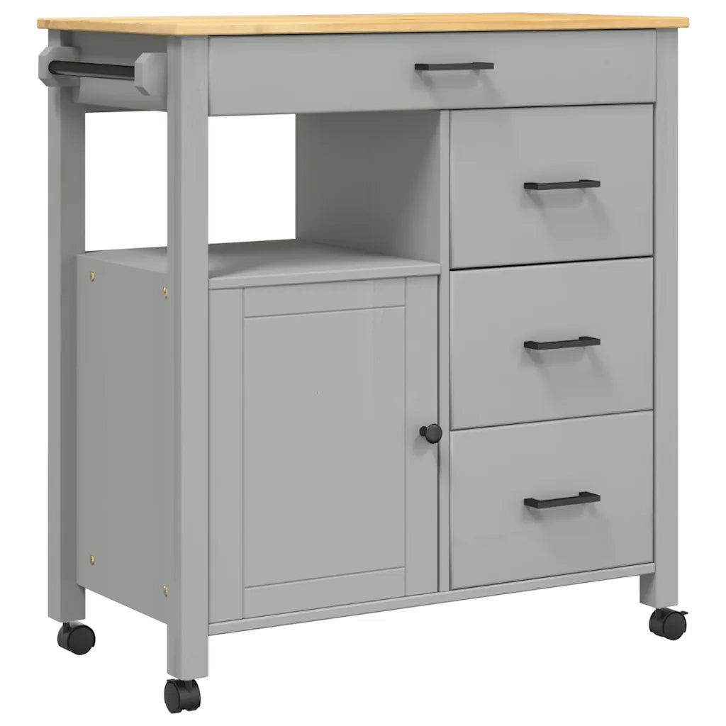 Carrello da Cucina MONZA 84x40x88,5 cm in Legno Massello di Pino 376110