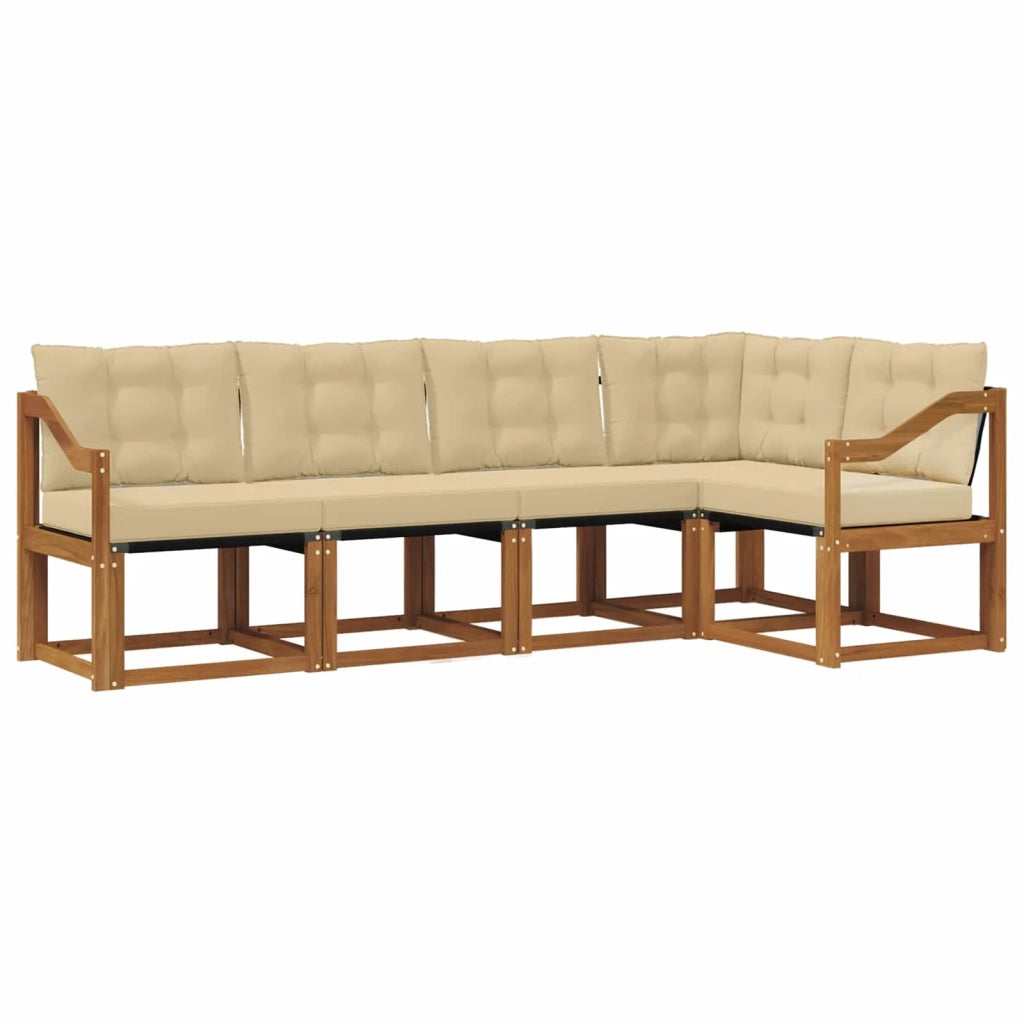 Set di divani da esterno con cuscino 5 pcs Naturale e Beige