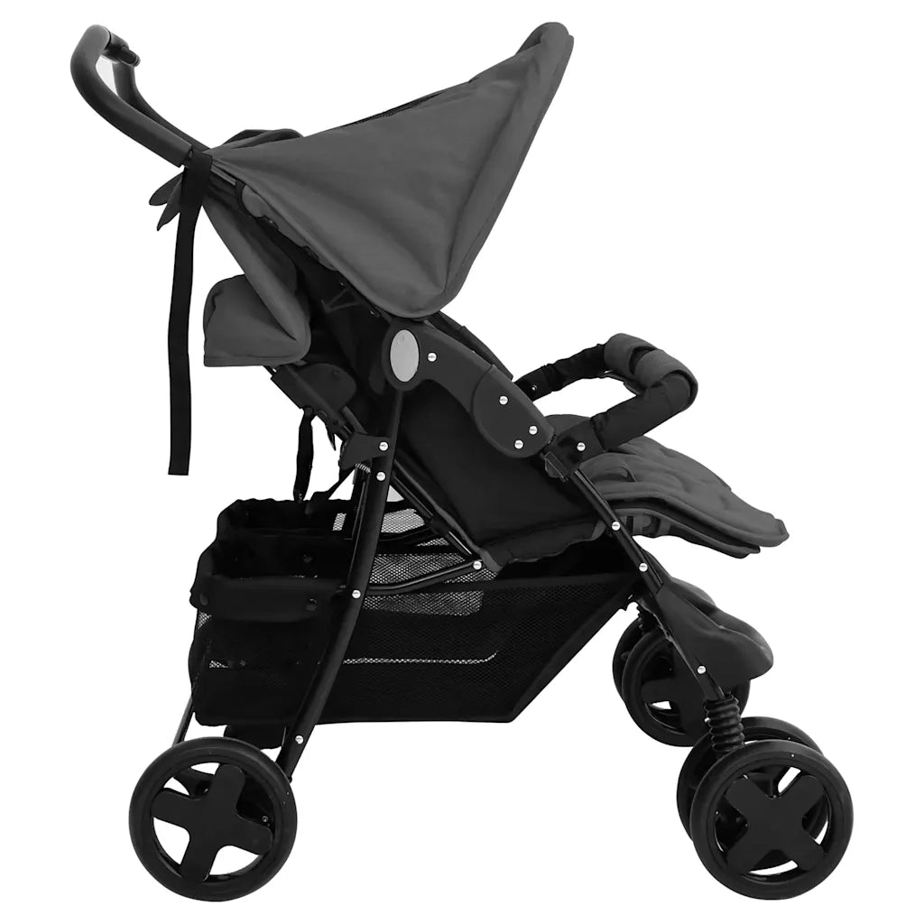 Passeggino Gemellare Grigio Scuro in Acciaio 10342