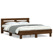 Letto matrimoniale | Letto per adulti | Giroletto Testiera Rovere Marrone 150x200 cm Legno Multistrato