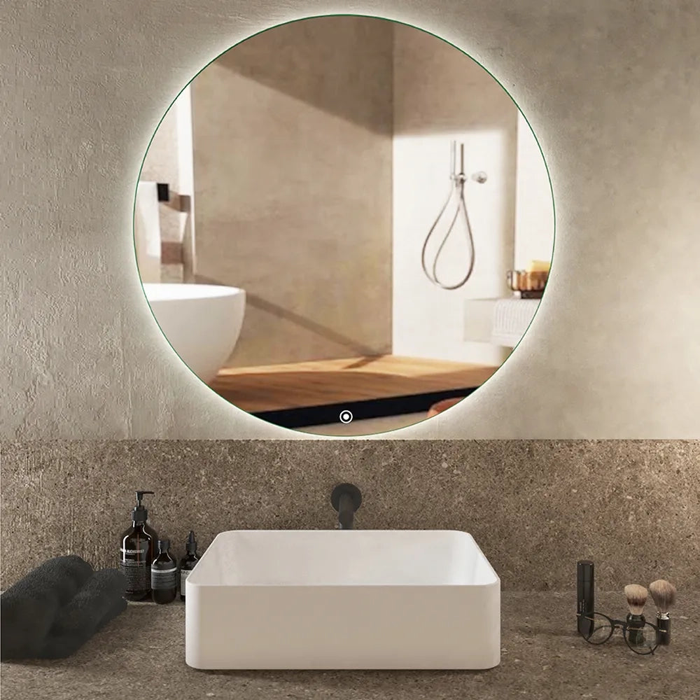 Specchio led tondo Ø 90 cm 3 mm retroilluminato luce fredda con sensore touch-screen | Alcor