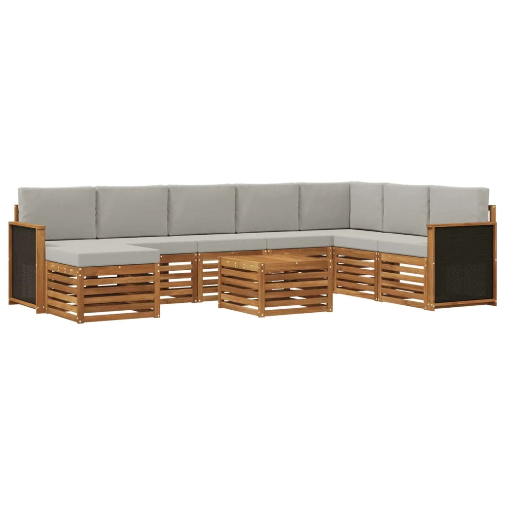 Set di divani da esterno 7 pcs Naturale e Grigio Chiaro 3384732