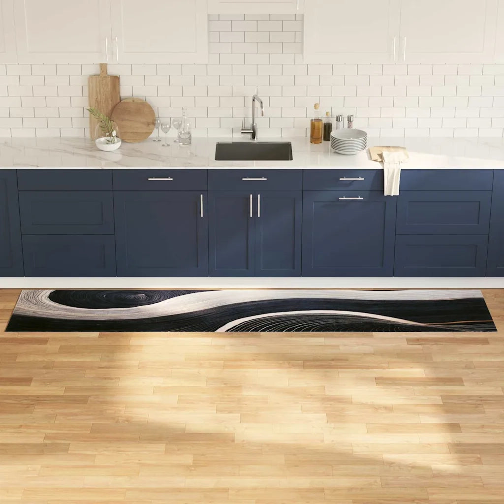 Tappeto da Cucina-Tappetino da Cucina Nero 300 x 60 cm Velluto 813258