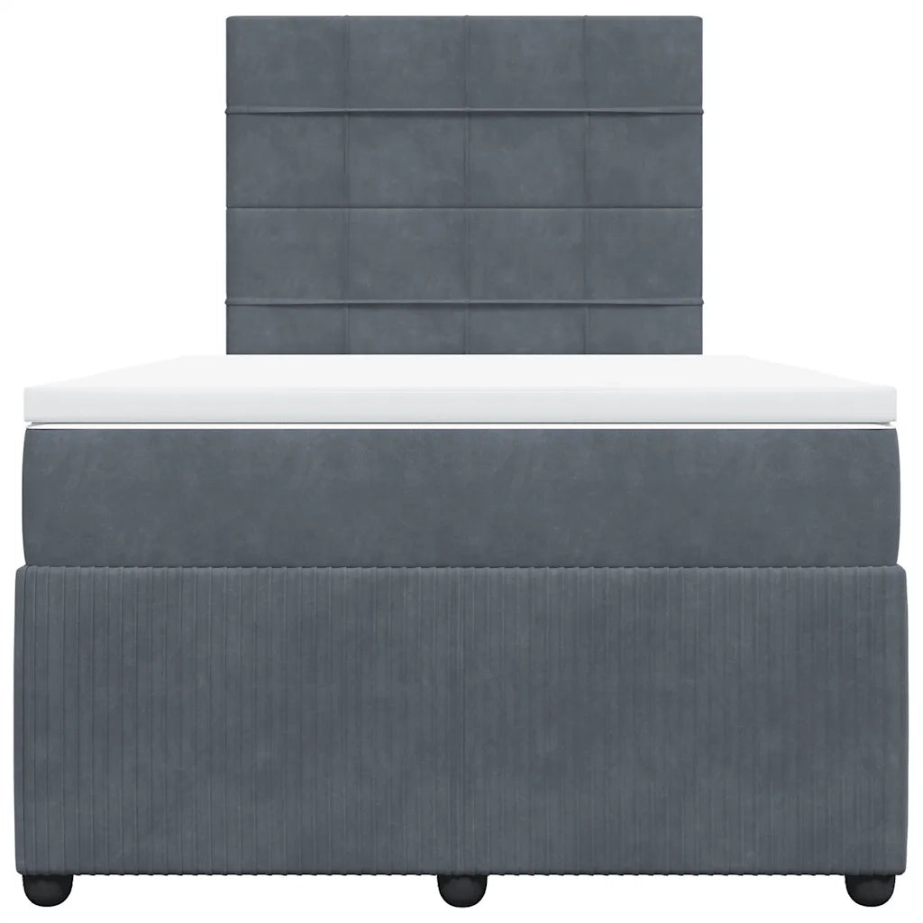 Giroletto a Molle con Materasso Grigio Scuro 120x190 cm Velluto