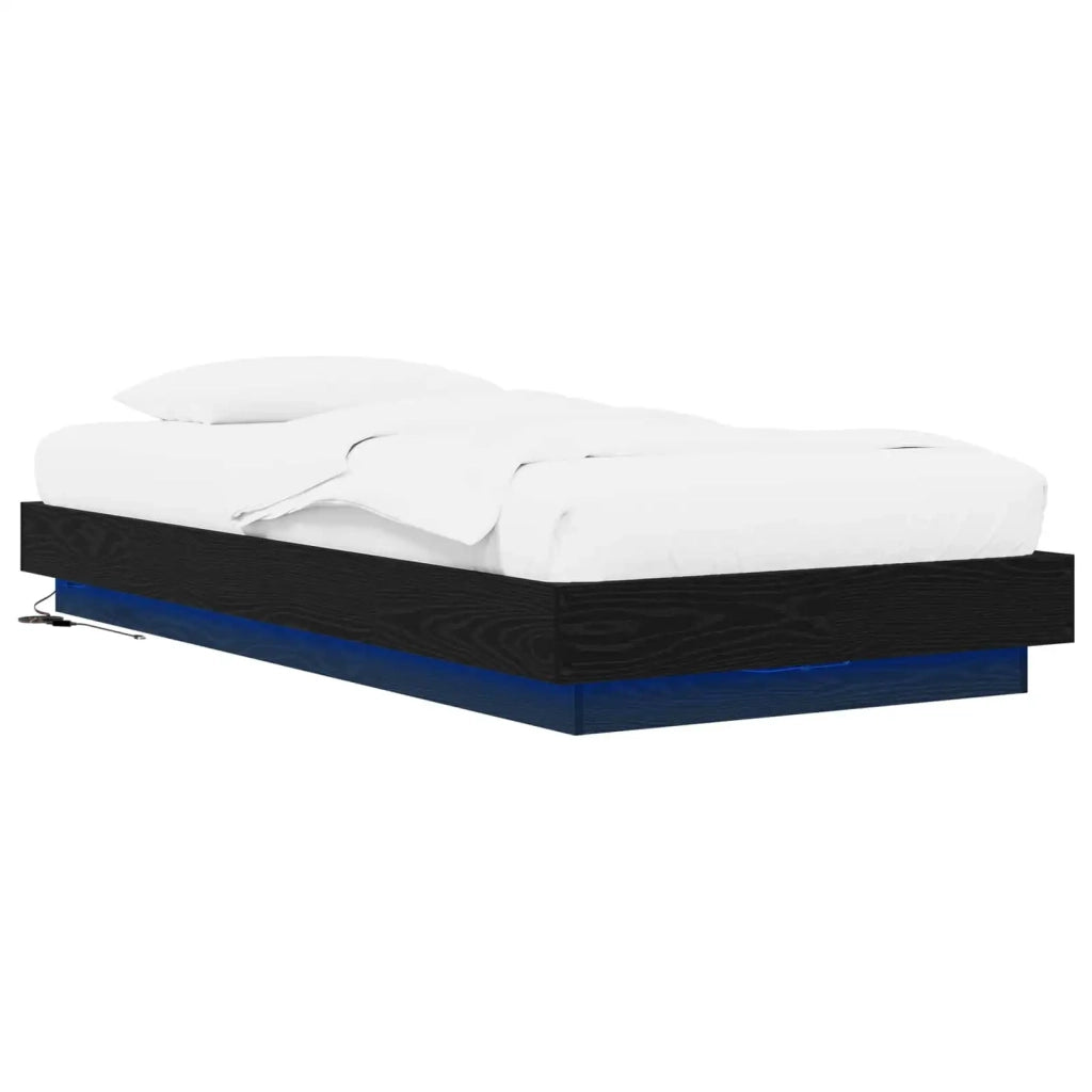 Letto con LED Rovere Nero 80 x 200 cm Legno ingegnerizzato 3429587