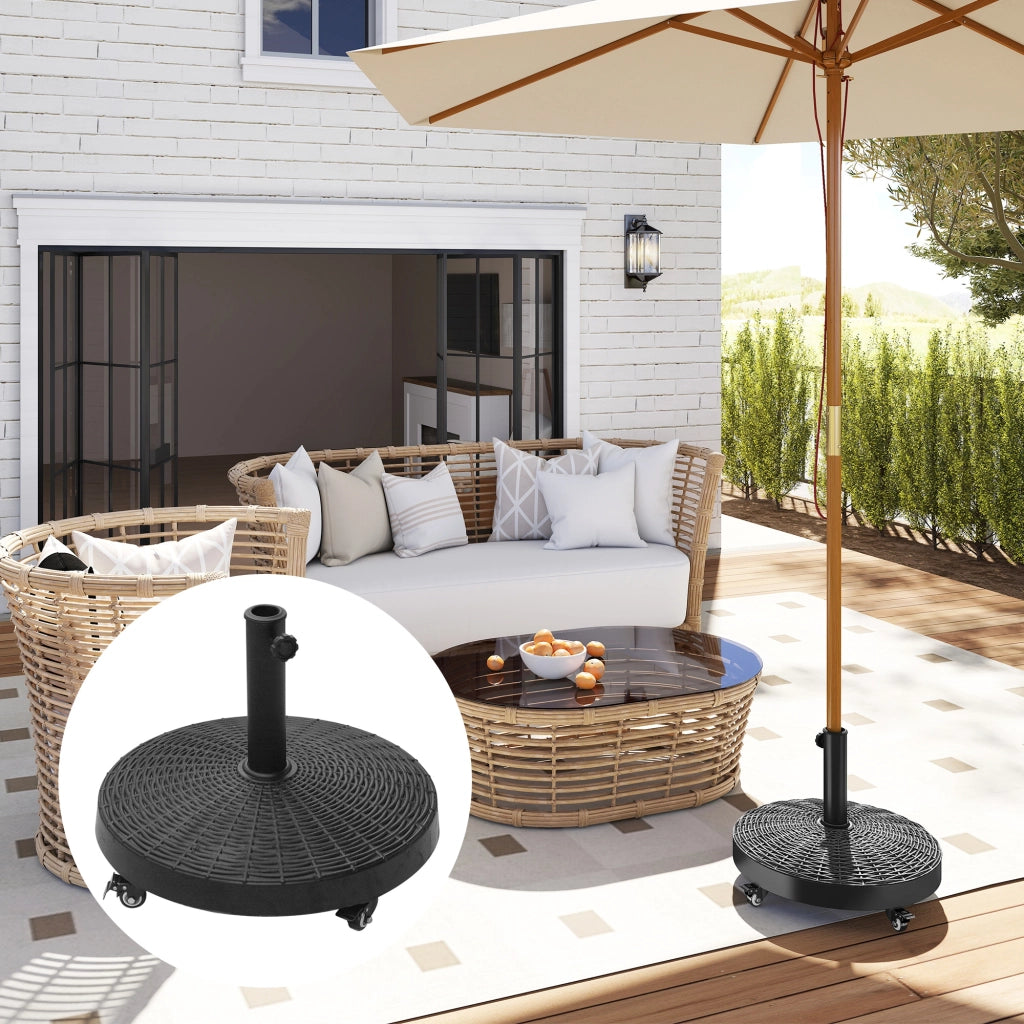 Portaombrelloni con rotelle ¨C zephmum ¨C nero, rattan effetto, ?38/48 mm